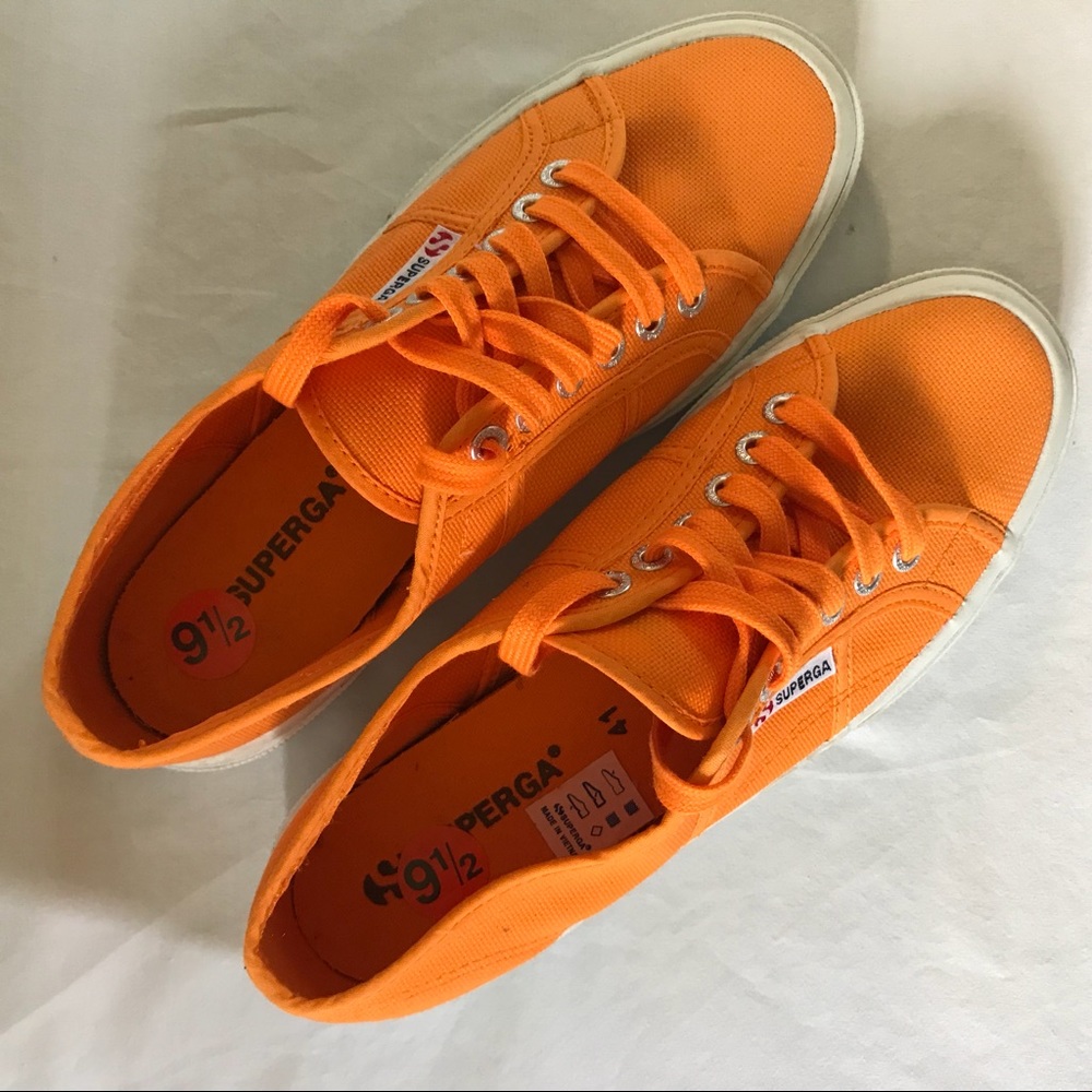 Superga Sneakers Womens Orange Cotton Round Toe